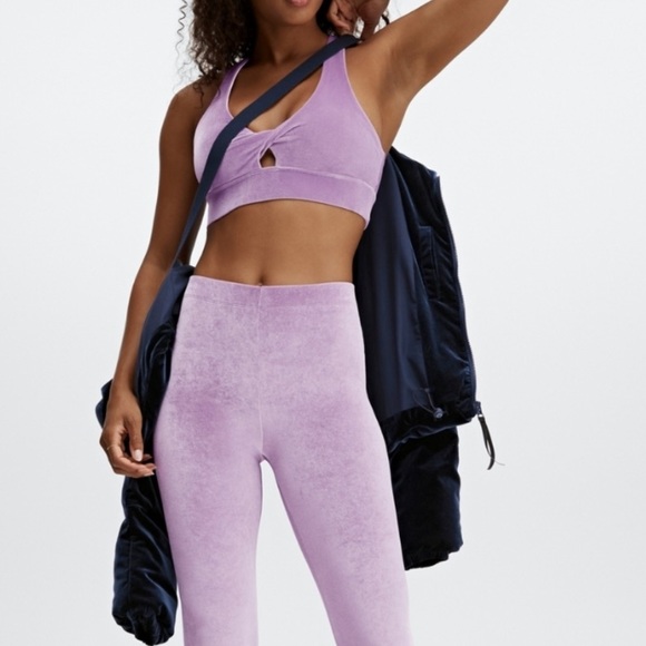 Wander Velour Fabletics Blue Velvet Puffer Cropped Jacket size M - Picture 3 of 7